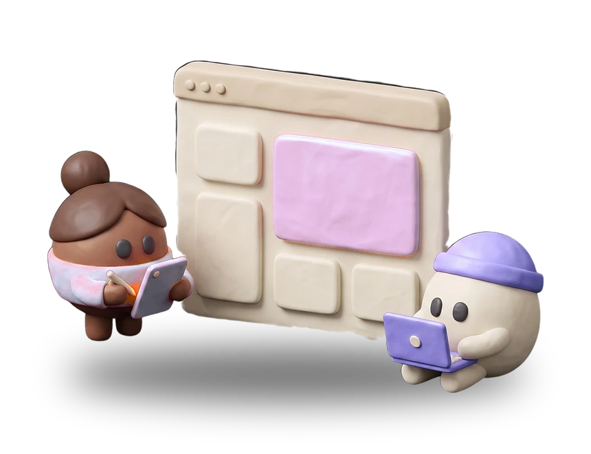 Clay illustration: rail website (scene, render)