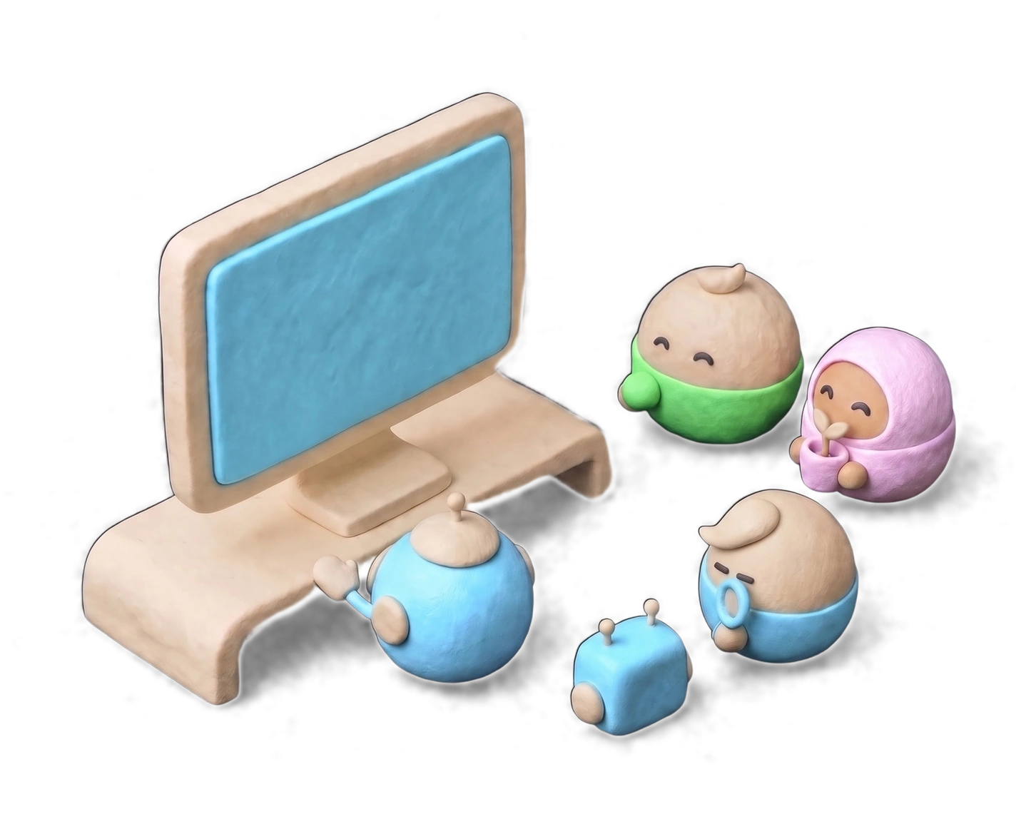 Clay illustration: svc ai (scene, render)