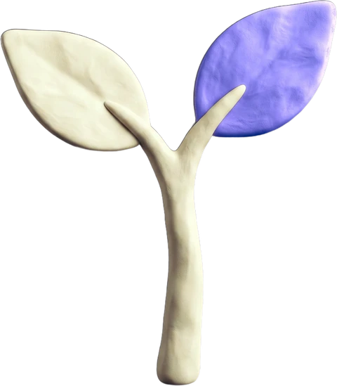 Clay illustration: Twin clay leaves